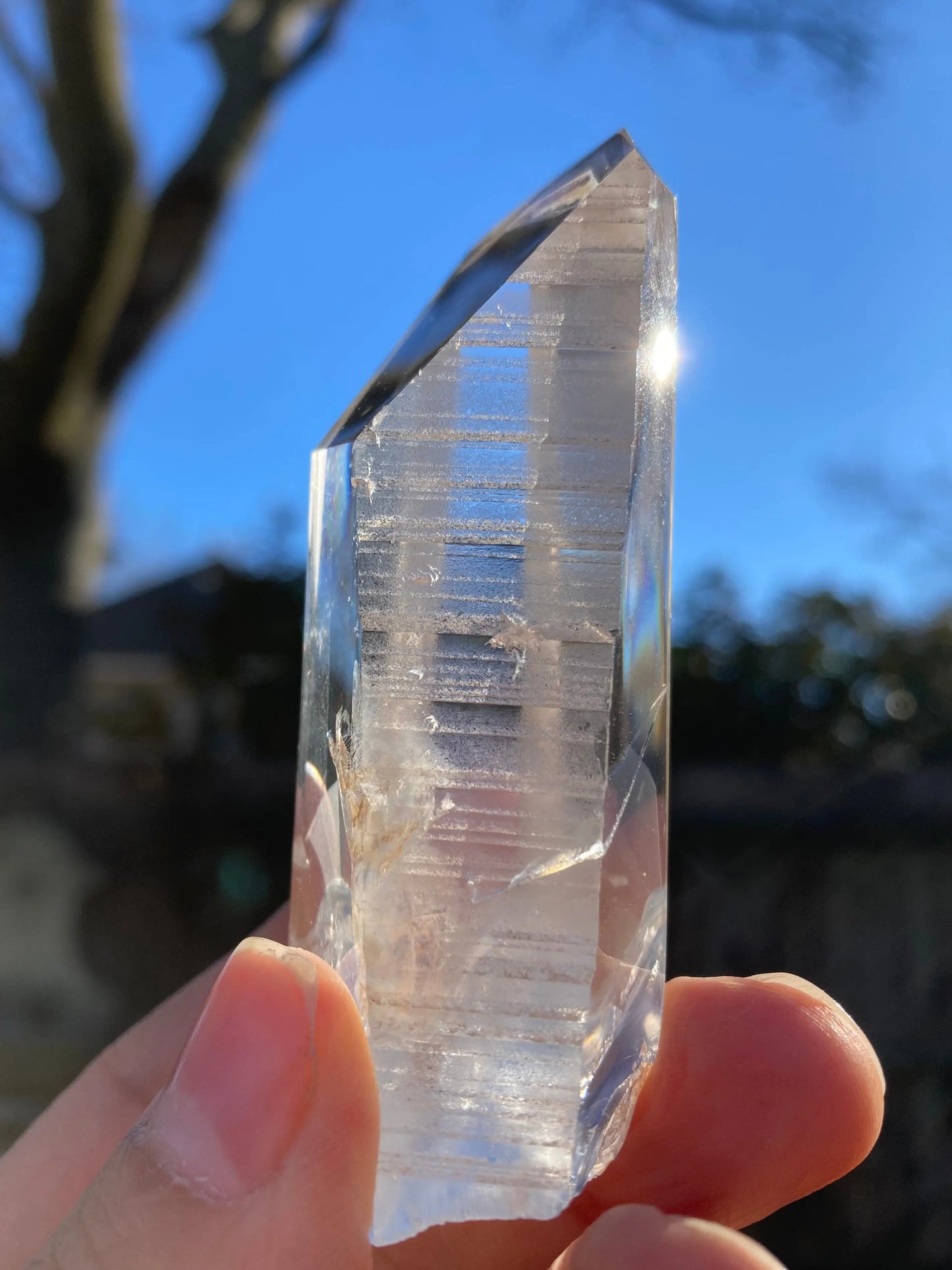 レムリアン シード クォーツ ポイント(ファントム)8cm x 3cm x 2.4cm、87g