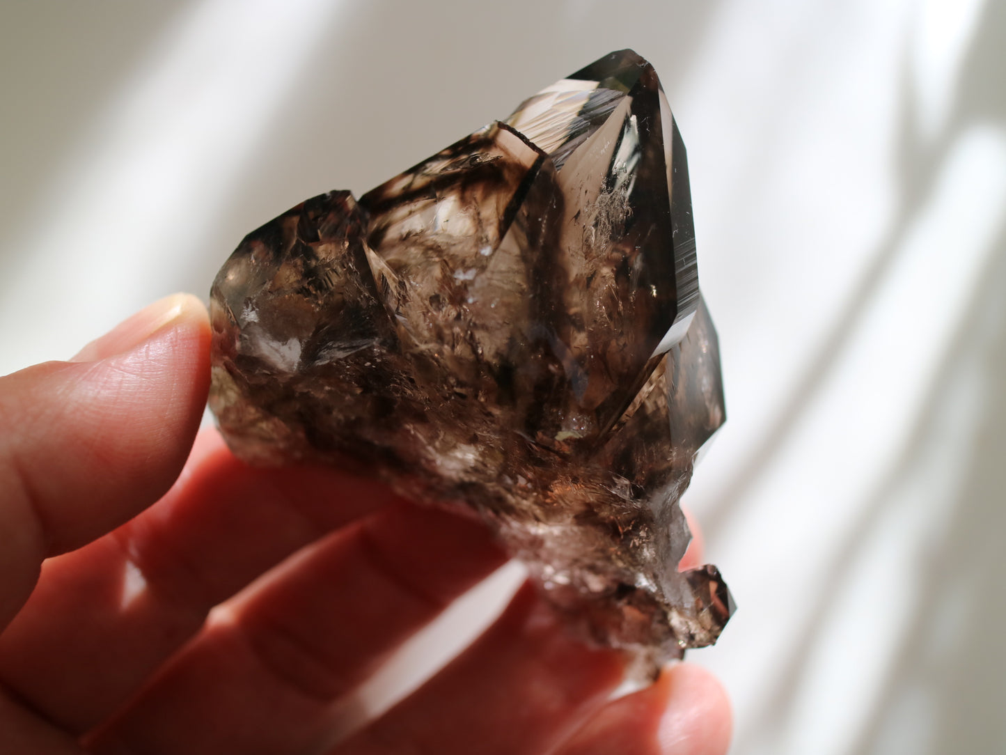 スモーキー エレスチャルクォーツ 小 手のひらサイズ
Smokey Elestial Quartz
ブラジル ミナスジェライス州 Baixio鉱山
6.6cm x 5cm x 3cm、91g